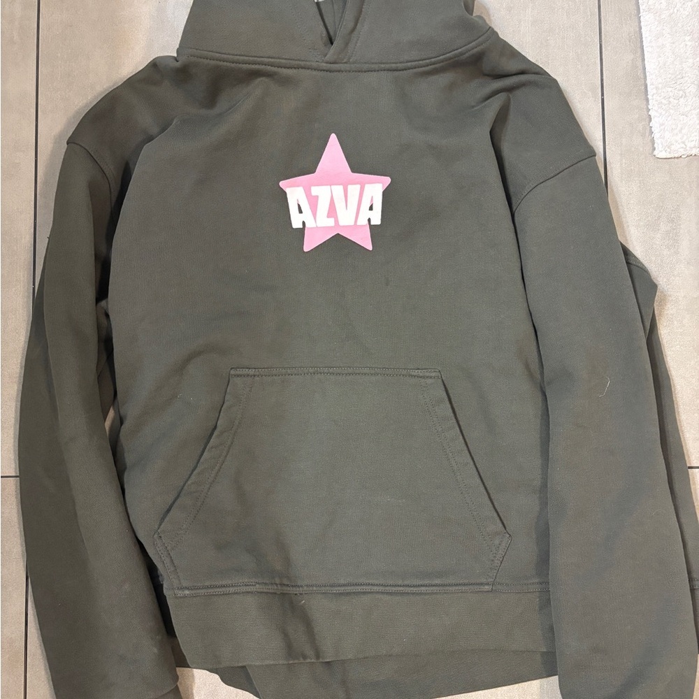 AZVA cactus valley Hoodie - grey Green with Pink Star xl